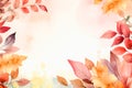Simple aesthetic autumn inspired autumn watercolor background with leaves and nature elements