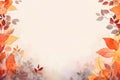 Simple aesthetic autumn inspired autumn watercolor background with leaves and nature elements