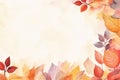 Simple aesthetic autumn inspired autumn watercolor background with leaves and nature elements