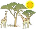 Simple Africa motive with girafes