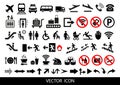 Simple airport icons set. Universal airport icons to use for web and mobile UI, set of basic UI airport elements