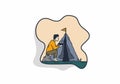 Simple and alone camping illustration