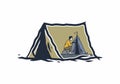 Simple and alone camping illustration