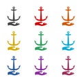 Simple anchor icon or logo, color set