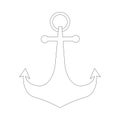 Simple anchor icon. Nautical anchor mark, holding the vessel in place. Outline, line art, black and white icon