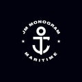 Simple Anchor Logo Design Template with J an M Initial Idea Royalty Free Stock Photo