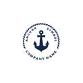 Simple Anchor Silhouette and Rope for Marine Ship Boat logo design Royalty Free Stock Photo