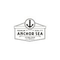 Simple Anchor Silhouette Vintage Retro logo design for boat ship navy nautical transport
