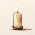 Simple Ancient Candle: Minimalistic Clipart AI Generated