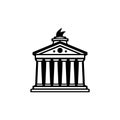 Simple ancient roman greek temple building logo, symbol, illustration vector template