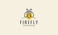 simple animal insect firefly line light logo symbol icon vector graphic design illustration