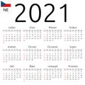 Calendar 2021, Czech, Sunday