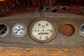 Antique gauges traditionally used on small commercial fishing or crabbing boats.