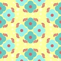 Simple Aqua Blue And Lemon Yellow Floral Pattern With Bunches Of Flowers Royalty Free Stock Photo