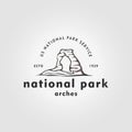 simple arches national park logo line art design, illustration vector of american sandstone national park