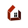 Simple architectural construction, vector house abstract symbol, design element.