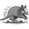 Simple Armadillo Running Vintage Retro Vector Icon Illustration. Royalty Free Stock Photo