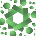 Simple arrows arranged hexagon green on white background