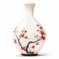 Simple Asian Vase Flowers Isolated On White Background Royalty Free Stock Photo