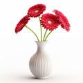 Simple Asian Vase With Gerbera Flower - Isolated On White Background Royalty Free Stock Photo