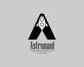 Simple astronaut logo with letter A and rocket icon