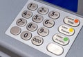 Simple ATM keypad, pin pad, keyboard number buttons cash machine detail closeup, nobody. Business, economy, banking and finance Royalty Free Stock Photo