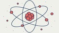Simple atom model illustration, science education, physics, molecular structure, vector design Generative AI Royalty Free Stock Photo