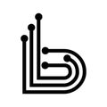 b, bbb, bb, blb initials geometric network line and digital data logo