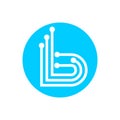 b, bbb, bb, blb initials geometric network line and digital data logo