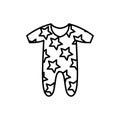 Simple baby pajamas outline vector icon. EPS 10... Kids fashion flat clothes.... Newborns wear...... Basic baby clothing.