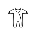 Simple baby romper outline vector icon. EPS 10.... Kids fashion flat clothes.... Newborns wear...... Basic baby clothing.