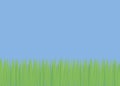 Simple background with blue sky and green fresh grass field glade soccer lawn light bright day vector illustration Royalty Free Stock Photo