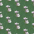 Simple background with floral pattern. Green texture, ornament to decorate fabrics, tiles and paper and wallpaper on the wall