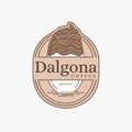 Simple badge emblem Dalgona coffee logo design