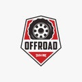 Simple badge emblem Offroad tire wheel logo, offroad club logo vector