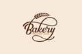 a simple bakery logo with a combination of stylist bakery lettering and wheat
