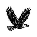 Simple bald eagle flying vintage logo rustic illustration icon. Royalty Free Stock Photo
