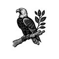 Simple bald eagle perched vintage logo rustic illustration icon. Royalty Free Stock Photo