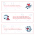 Simple banners set of charity, sponsorship,donation and donor items. Vector illustration