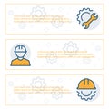 Simple banners set of engineering items. Vector illustration