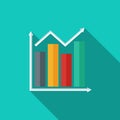 Simple bar chart graph diagram icon cartoon vector flat design on green background Royalty Free Stock Photo