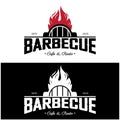 Simple Barbecue Vintage hot grill, with crossed flames and spatula. Logo for restaurant, badge, cafe and bar.vector