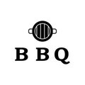 Simple Barbecue Vintage hot grill, with crossed flames and spatula. Logo for restaurant, badge, cafe and bar.vector