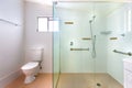 Simple bathroom with a big shower Royalty Free Stock Photo