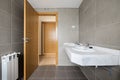 Simple bathroom of brand new modern apartment Royalty Free Stock Photo