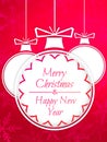 Simple Bauble Merry Christmas Happy New Year Red Background