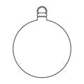 Simple Bauble outline for christmas tree isolated on white background