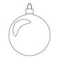 Simple Bauble outline for christmas tree isolated on white