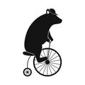 Simple bear on bike icon