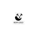 Simple bear logo illustration black white design circle vector